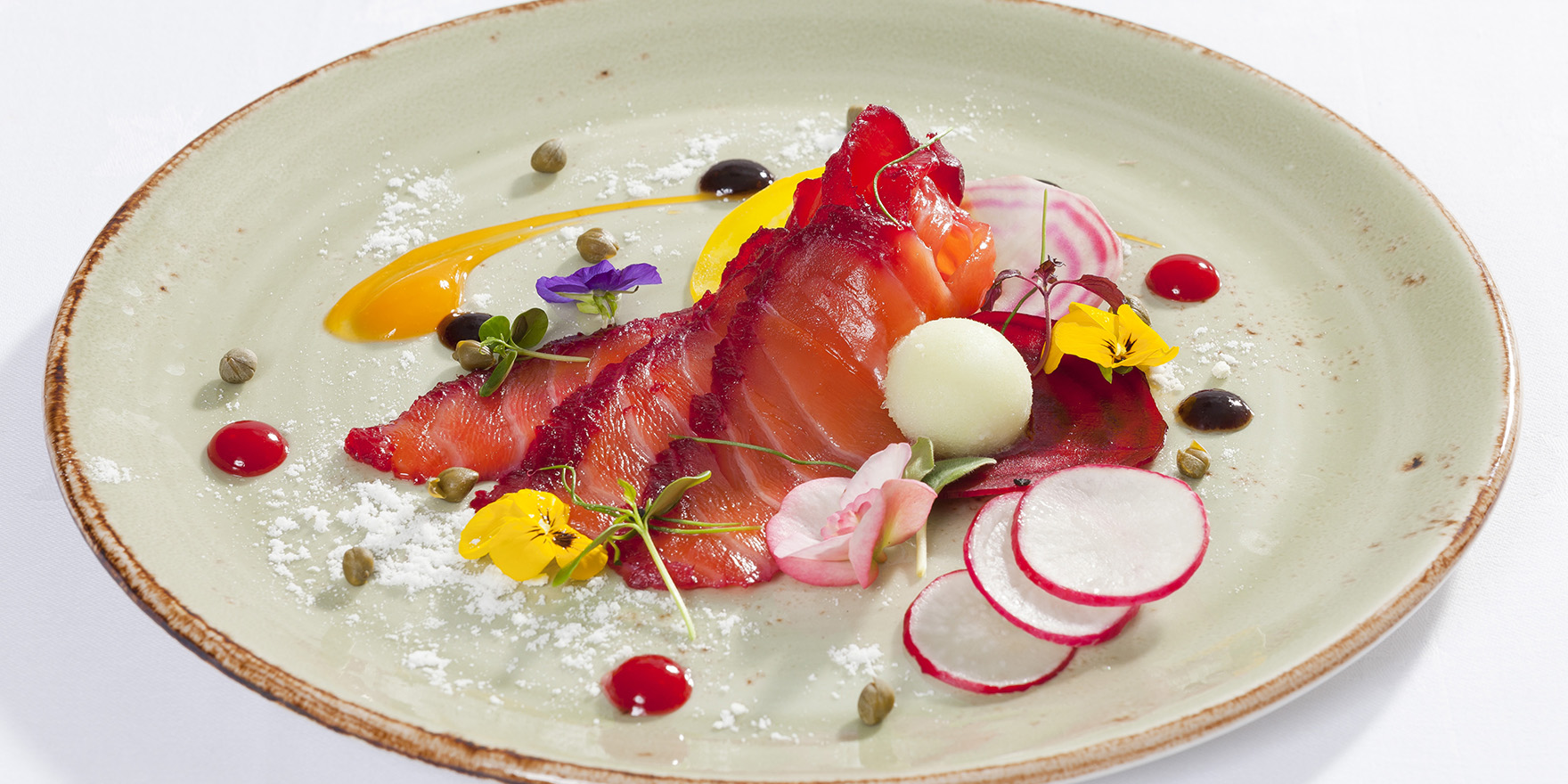 Beetroot and orange cured salmon